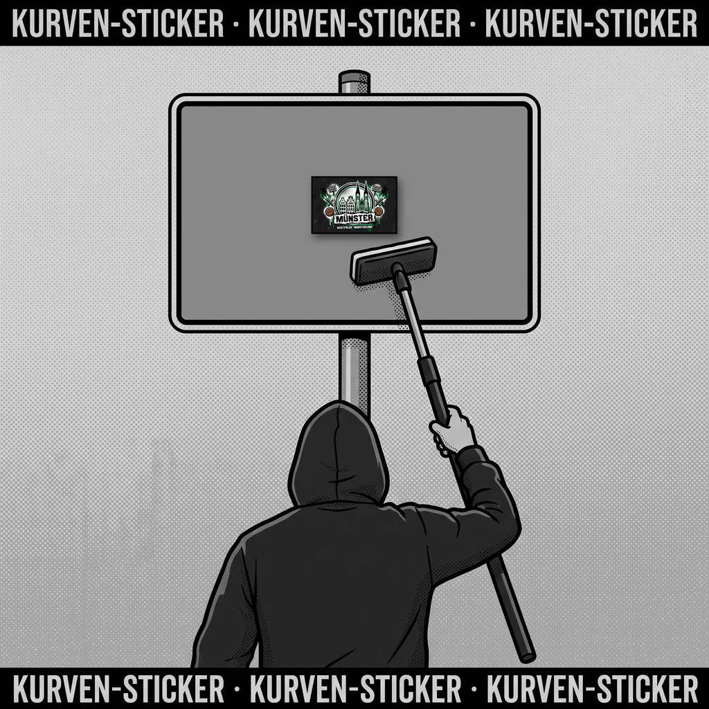 Münster Fußball Sticker kaufen – Vinyl Sticker für die Kurve, wetterfest – mit Teleskopstab