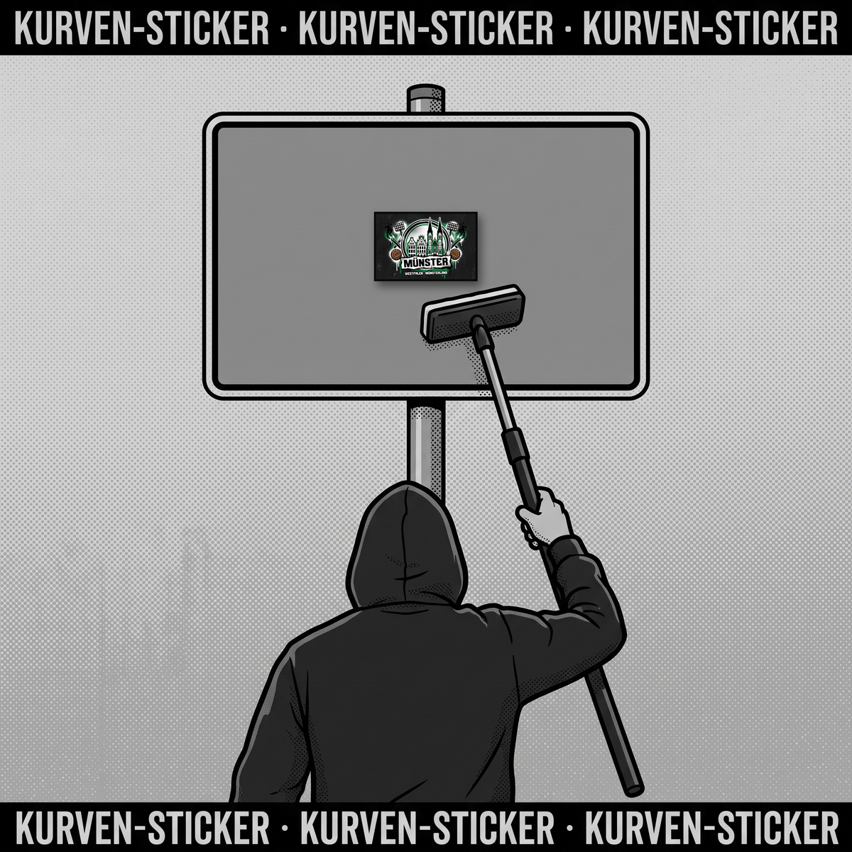 Münster Fußball Sticker kaufen – Vinyl Sticker für die Kurve, wetterfest – mit Teleskopstab
