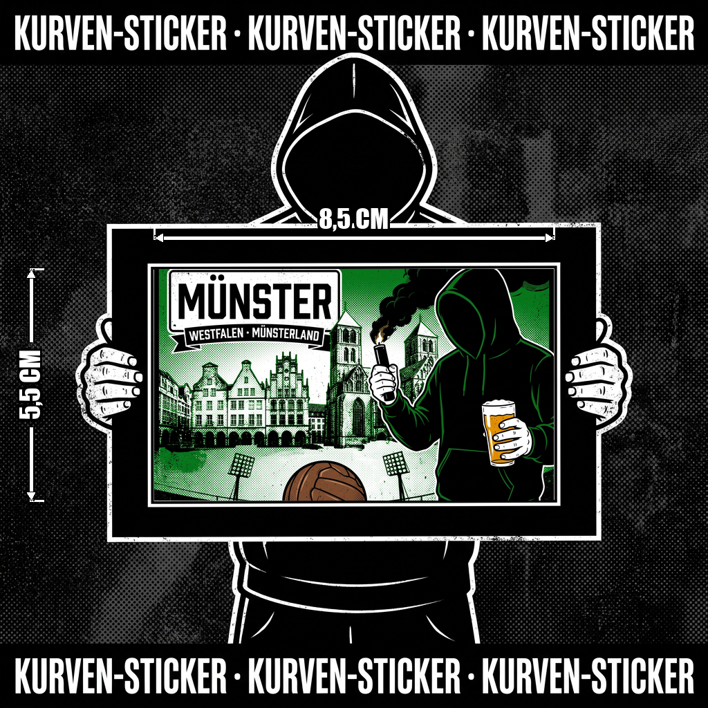 Fußball Sticker Münster kaufen – Vinyl Sticker für die Kurve, wetterfest – Charakter haelt den Sticker