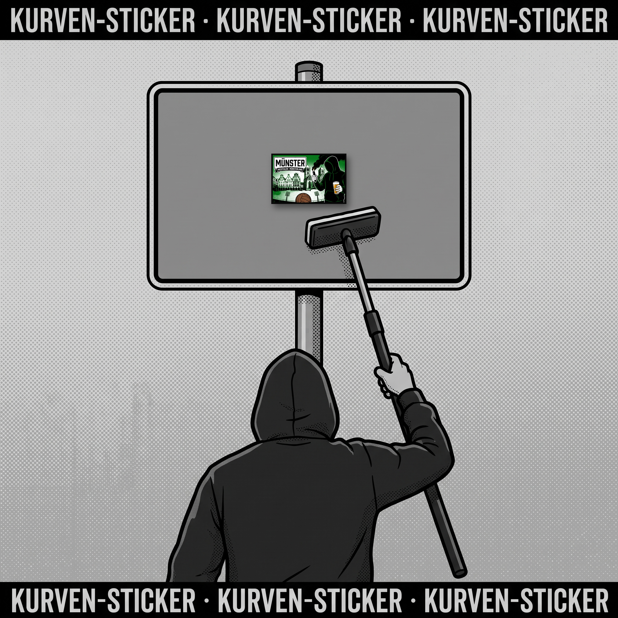 Fußball Sticker Münster kaufen – Vinyl Sticker für die Kurve, wetterfest – mit Stickerstab
