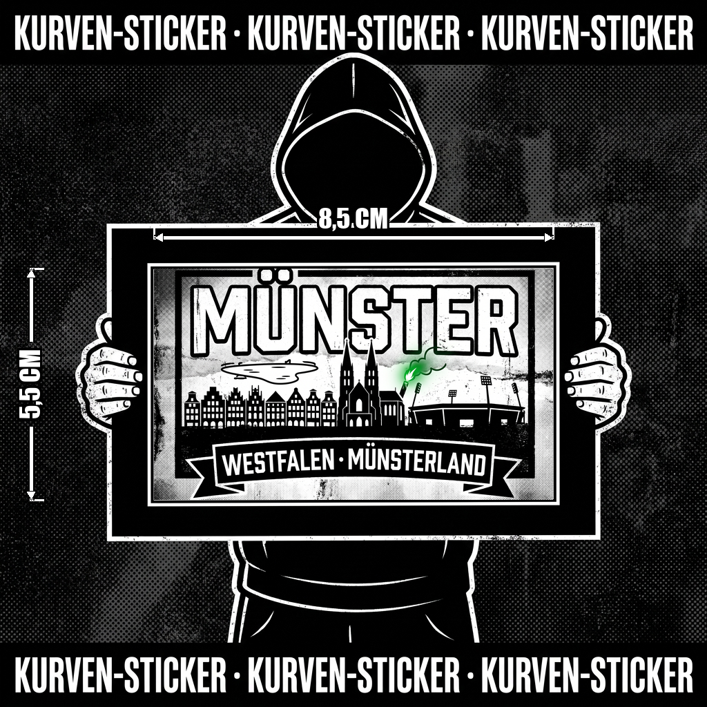 Münster Ultra Aufkleber kaufen – Vinyl Sticker für die Kurve, wetterfest – Charakter haelt den Sticker