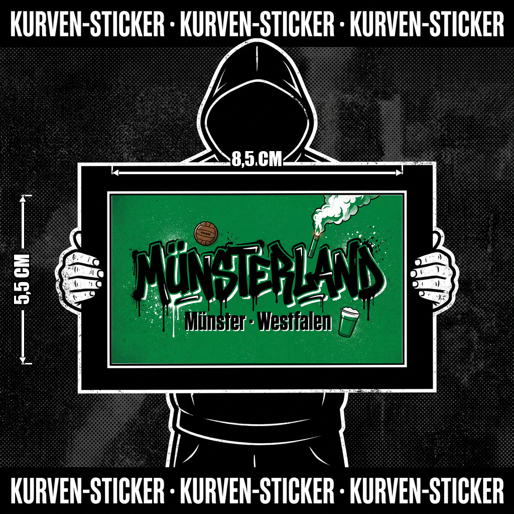 Münster Fußball Aufkleber kaufen – Vinyl Sticker für die Kurve, wetterfest – Charakter haelt den Sticker