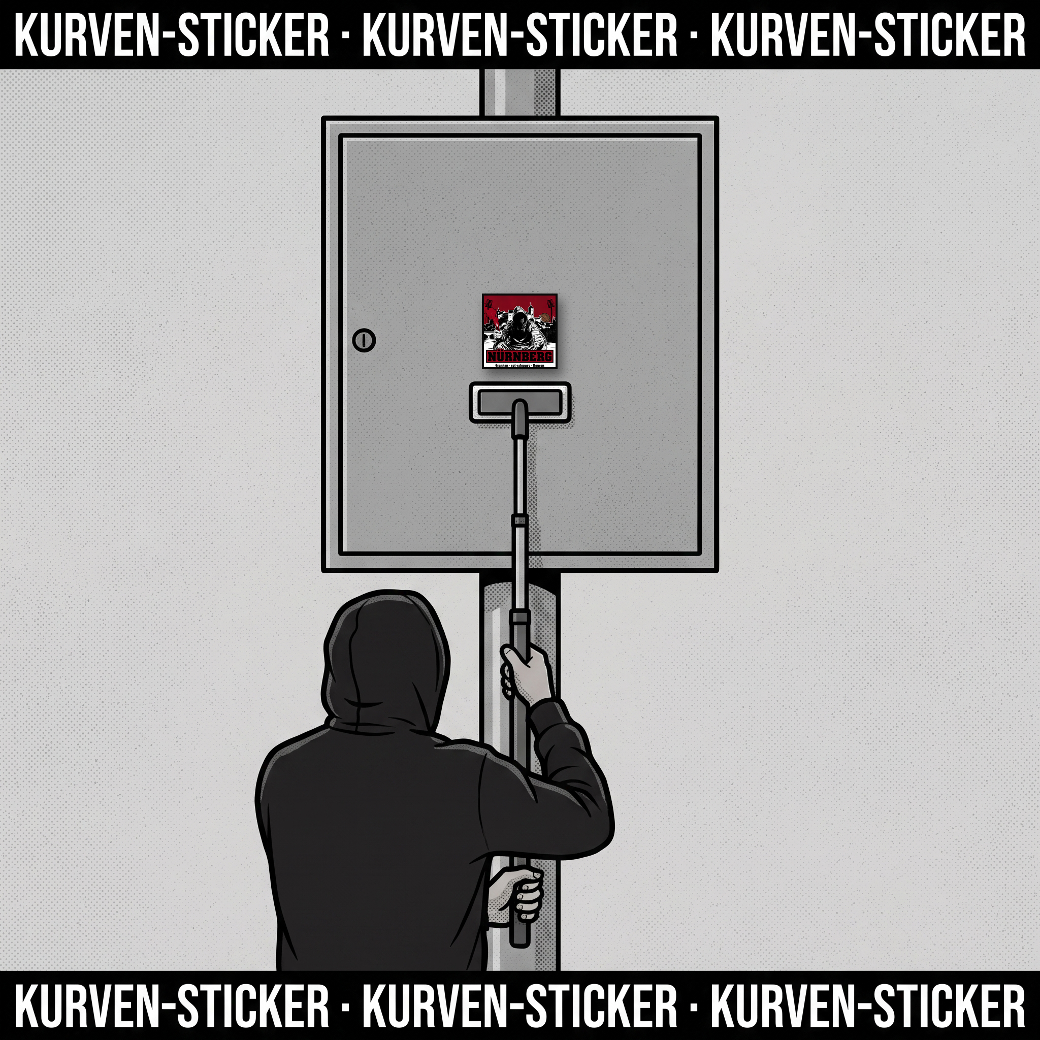 Nürnberg Fan Aufkleber für die Kurve kaufen – Vinyl Sticker wetterfest – mit 1m Teleskopstab
