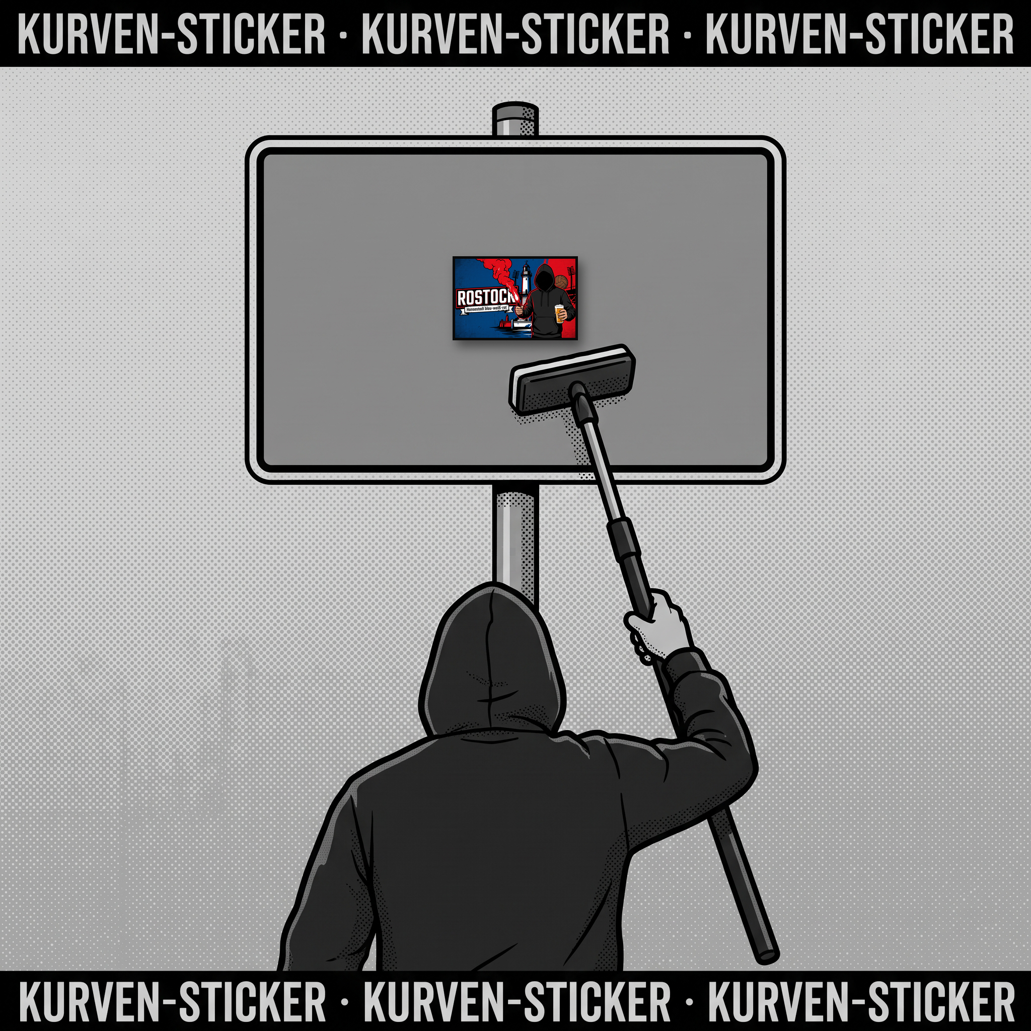 Ultra Rostock Aufkleber kaufen – Vinyl Sticker für die Kurve, wetterfest – mit Teleskopstab