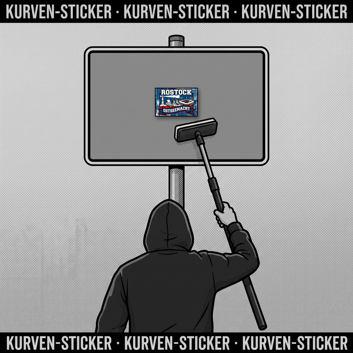 Ultra Aufkleber Rostock kaufen – Vinyl Sticker für die Kurve, wetterfest – mit Stickerstab