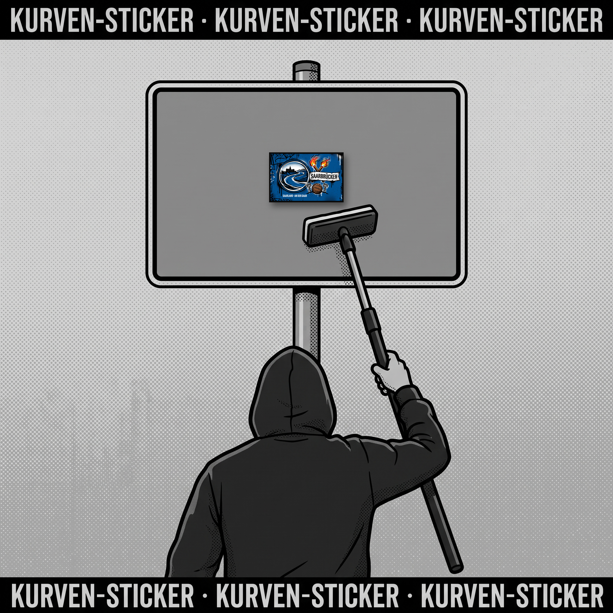 Saarbrücken Fußball Aufkleber kaufen – Vinyl Sticker für die Kurve, wetterfest – mit Teleskopstab