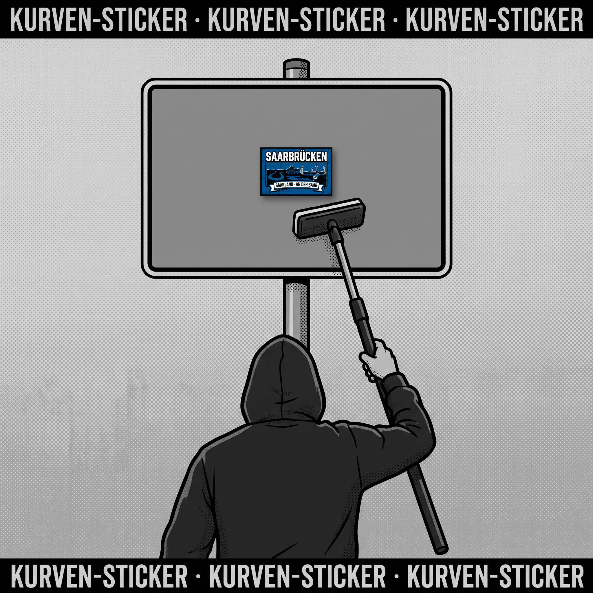Fußball Sticker Saarbrücken kaufen – Vinyl Sticker für die Kurve, wetterfest – mit 1m Aufkleberstab