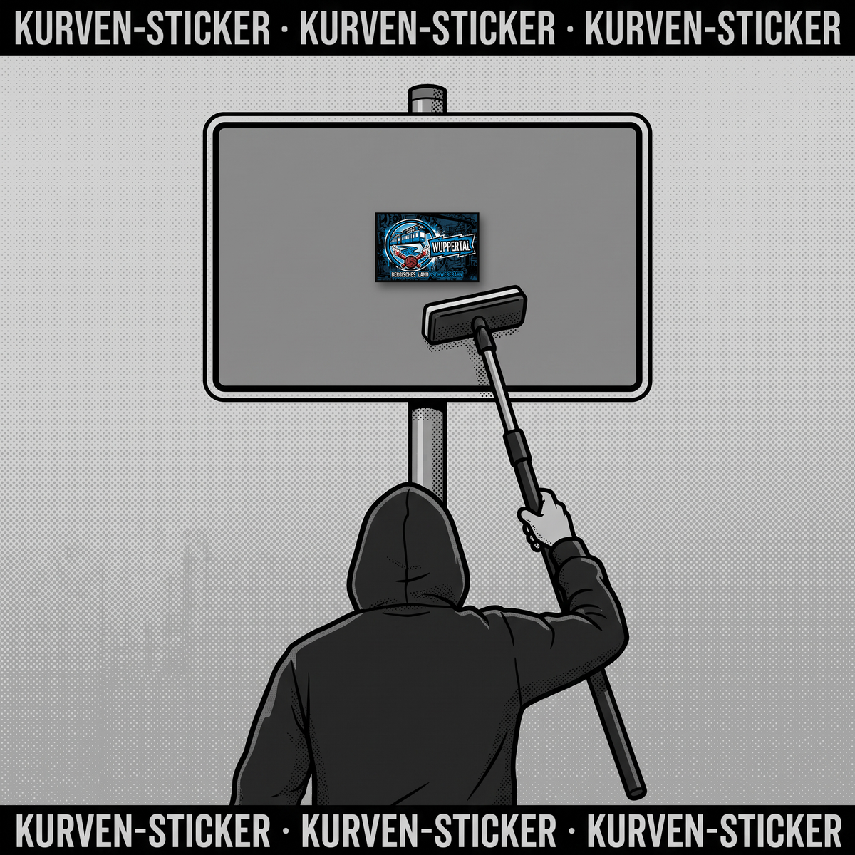 Wuppertal Fußball Sticker kaufen – Vinyl Sticker für die Kurve, wetterfest – mit Teleskopstab