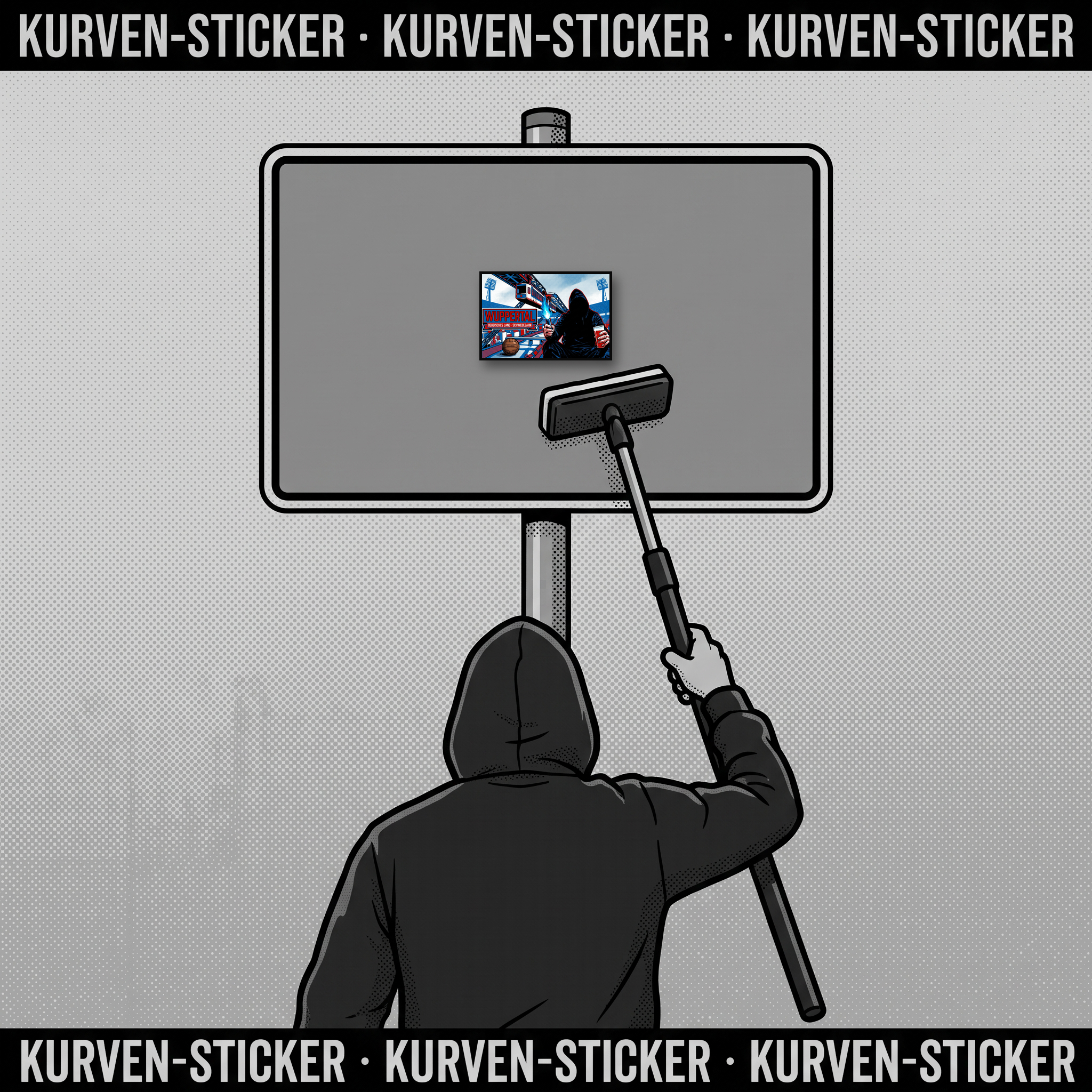 Wuppertal Ultra Aufkleber kaufen – Vinyl Sticker für die Kurve, wetterfest – mit Stickerstab