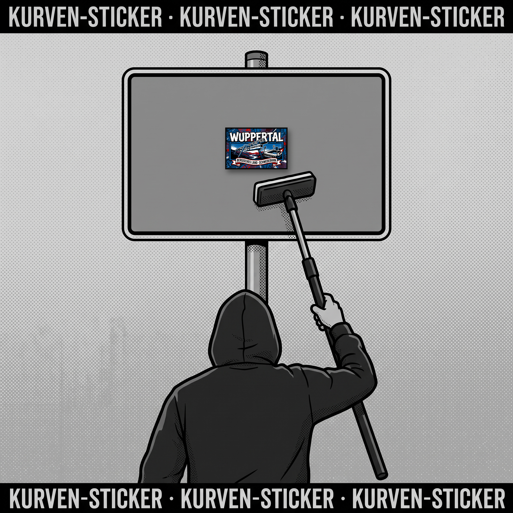 Ultra Aufkleber Wuppertal kaufen – Vinyl Sticker für die Kurve, wetterfest – mit 1m Aufkleberstab